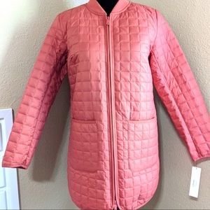 Kenneth Cole Lightweight Quilted Long Coat Eco Peach Rose Medium